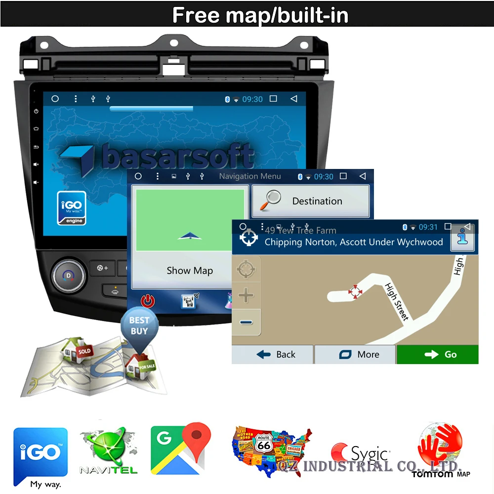 Best QZ industrial HD 10.2" 2.5D Android 8.1 T3 for Honda 2004-2007 Accord 7 car dvd player with 3G 4G GPS WIFI BT Radio Navi RDS Map 4