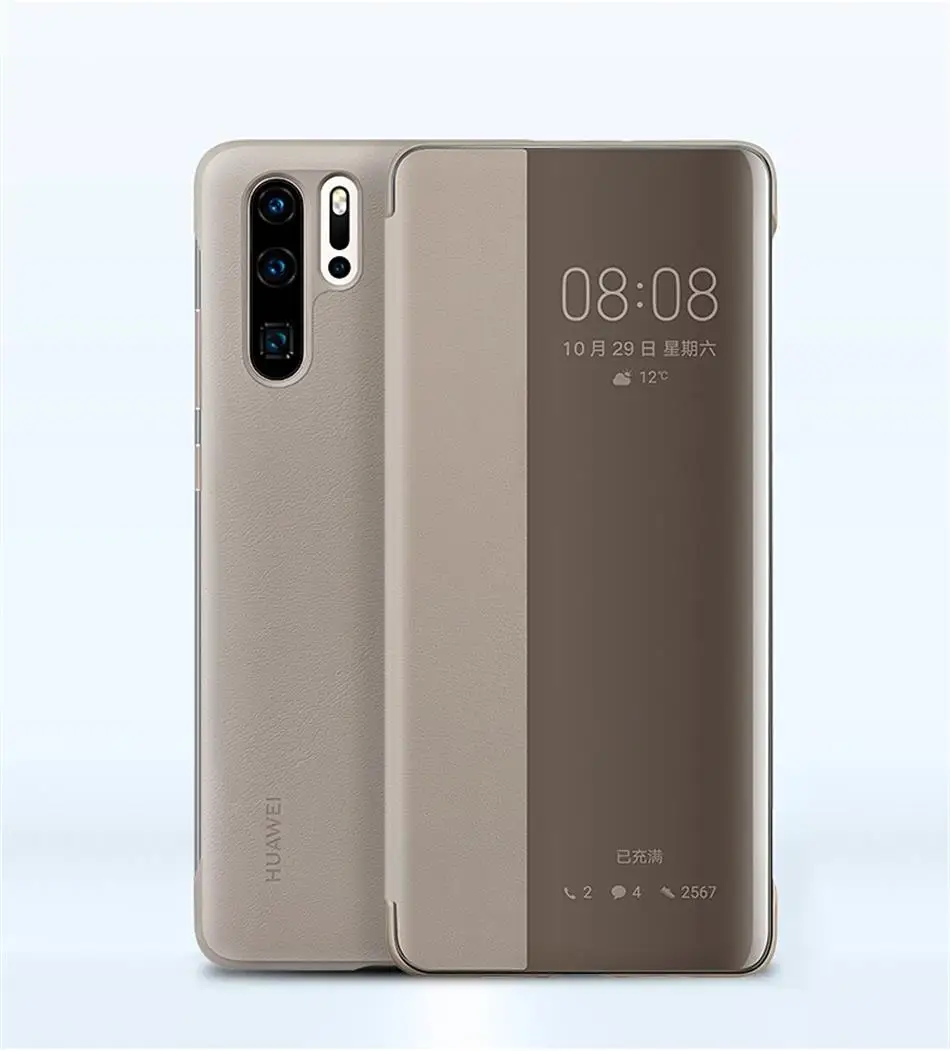 6HUAWEI P30P30 Pro Case Original 100% Official Smart View Protection Cover Back Business PU Leather Luxury Surface Waterproof
