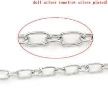 Doreen коробка Lovely Link Chains фурнитура Серебряный тон 6.5x3.7mm-4x3,5mm, 10M(B24968