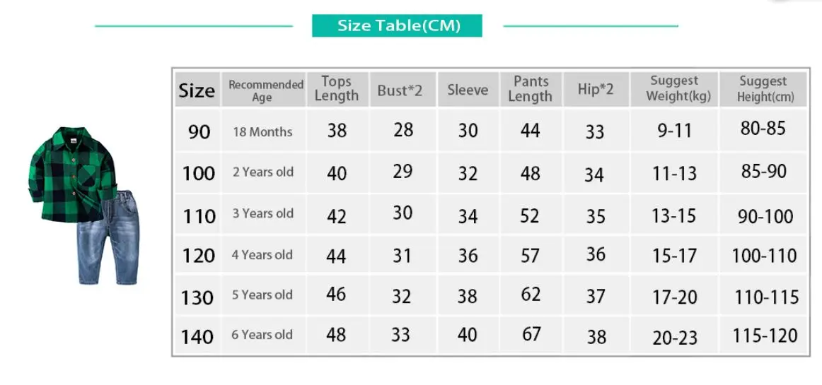Комплект детской одежды из 2 предметов, хлопковая рубашка с длинными рукавами клетчатый зеленый+ джинсы, детская одежда для мальчиков 2-5 лет, коллекция года, весенне-Осенние костюмы