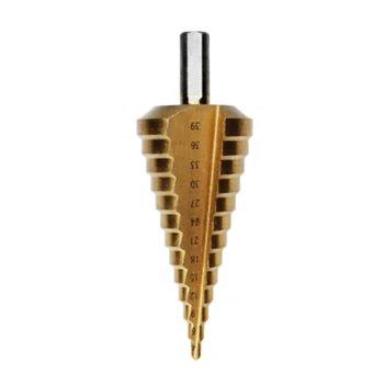 

New 4-39Mm Hss Round Handle Straight Groove Pagoda Drill Titanium-Plated Step Drill Tools Accessories