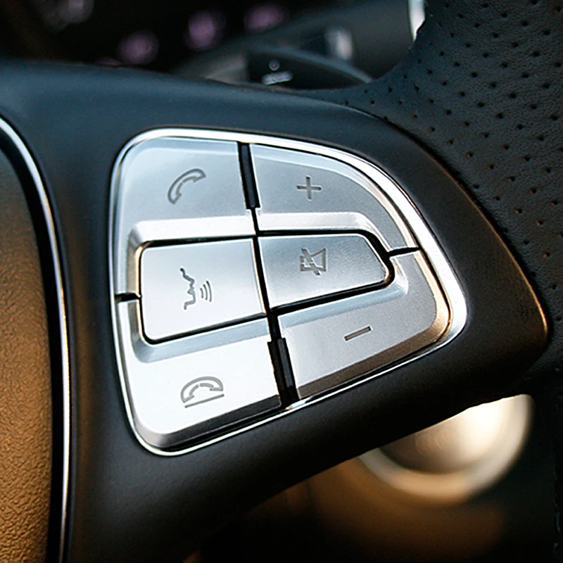 

For Mercedes Benz GLC A C Class W205 X253 CLA C177 GLA X156 Car Styling Steering Wheel Button Covers Trim Stickers Accessories