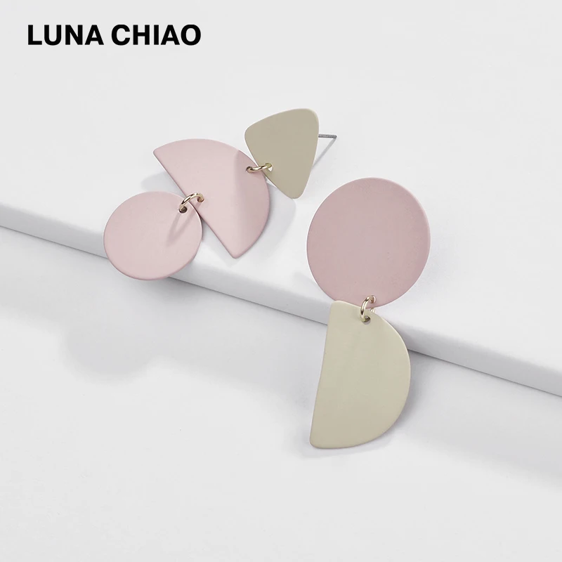 LUNA CHIAO Модные женские аксессуары Bijoux матовые цветные неподходящие геометрические металлические массивные серьги для женщин