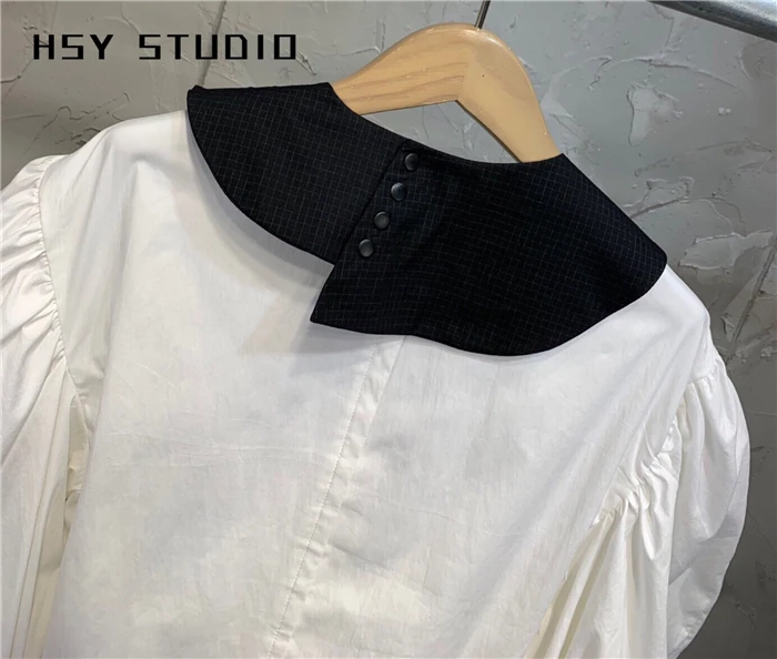 【HSY studo】2019 осень новый тренд ruched мыть легко расслабленная женская блузка с