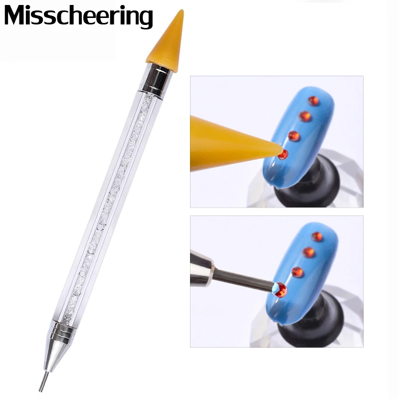 

1Pcs Dual-ended Dotting Pen Picking Rhinestone Studs Decoration Picker Wax Pencil Crystal Beads Handle Manicure Nail Art Tools