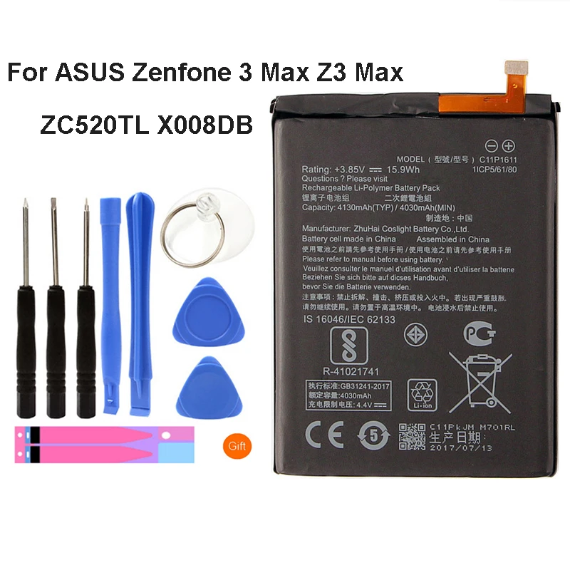 

Orignal C11P1611 Battery For ASUS Zenfone 3 Max Z3 Max ZC520TL X008DB PegASUS 3 X008 X008D Z01B 4030mAh