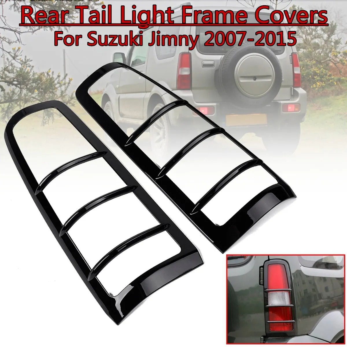 

For Suzuki Jimny 2007-2015 1 Pair Black ABS Rear Car Exterio Tail Light Frame Trim Covers Guards Decoration Cover Stickers
