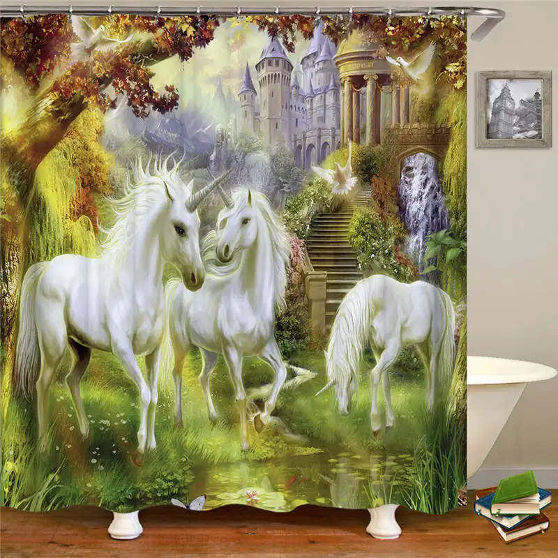 

Modern Animals Waterproof Shower Curtain Sets Polyester Fabric Curtain Cartoon Home Bathroom Curtain With 12 Hooks Polish Folk