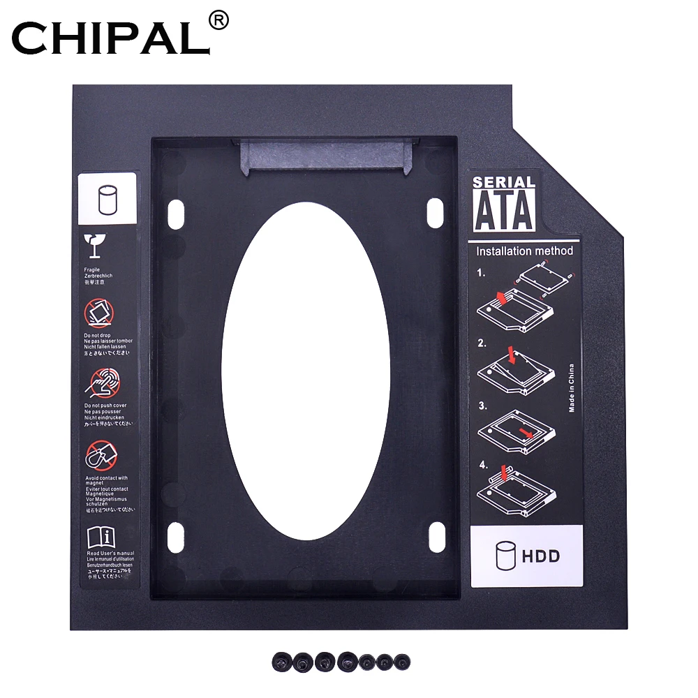 

Universal CHIPAL 2nd HDD Caddy 9.5mm SATA 3.0 for 2.5'' 2TB 9MM 7MM SSD Hard Drive Case Enclosure For Laptop DVD-ROM Optibay ODD