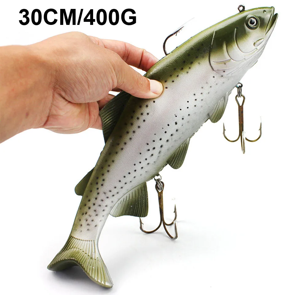 WALK FISH 20cm 30cm Simulation Soft Fishing Lure Sea Boat 3D Eyes Fishing Artificial Baits with Treble Hook and Single hook - Цвет: 30cm