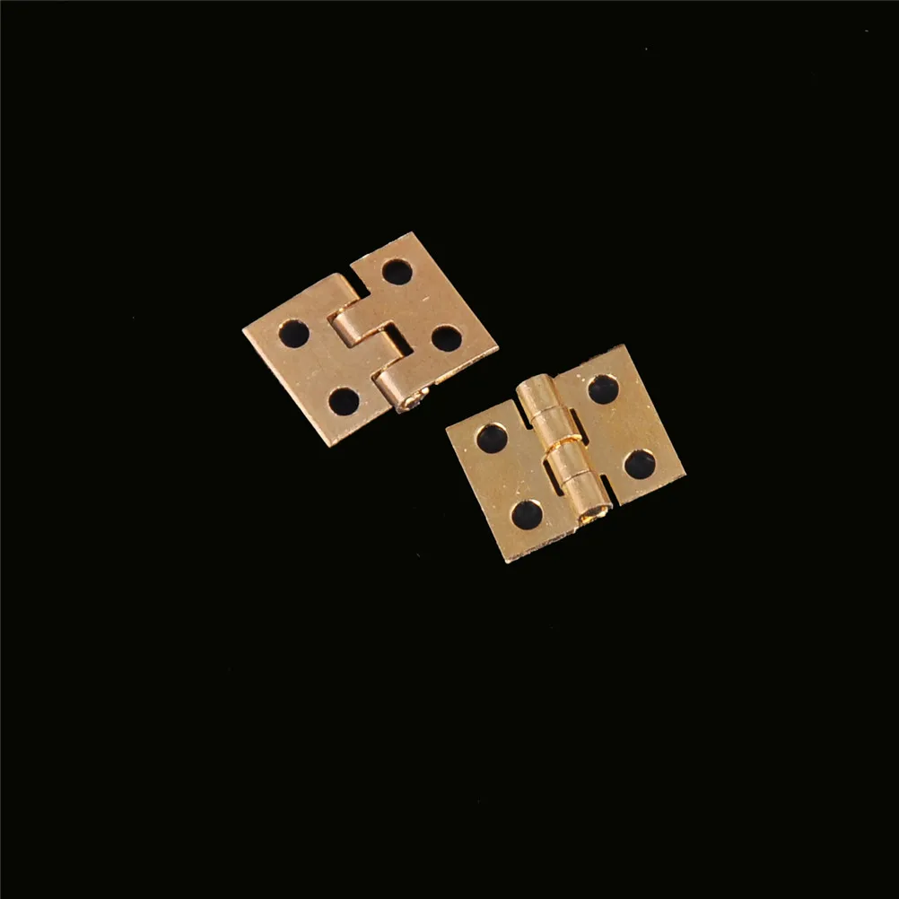 20pcs Brass Plated Mini Hinge Small Decorative Jewelry Wooden Box Cabinet Door Hinges with 8mm*10mm Nails Furniture Accessories