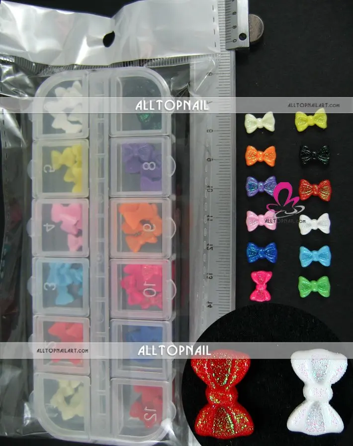 60 шт./компл. Дизайн ногтей акрил 3D бантом галстук-бабочку советы бабочка Наклейки Аксессуары Красота