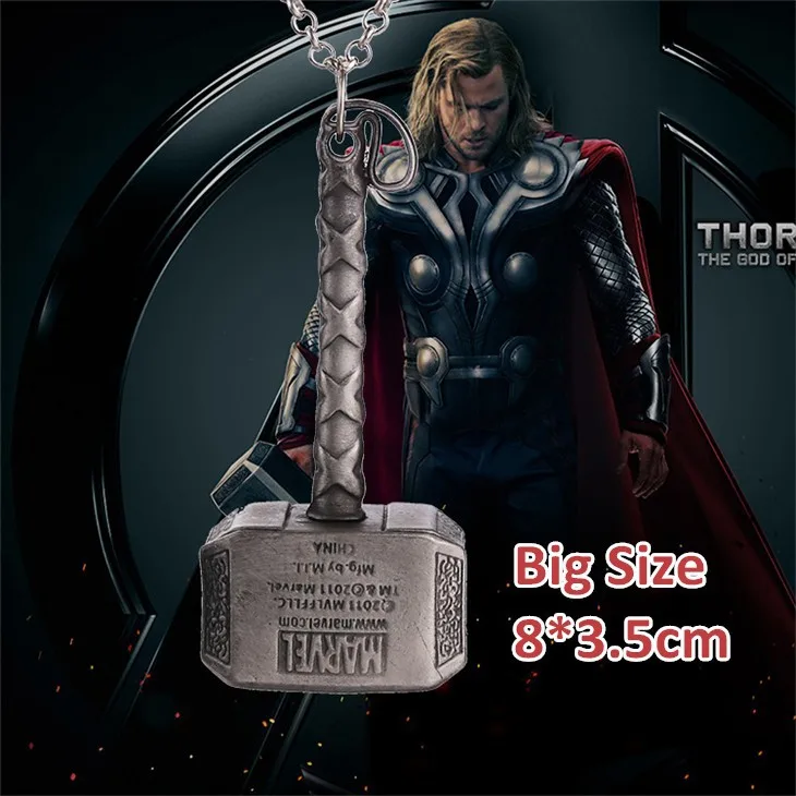 Ожерелье thor 2 темного мира большого размера, винтажное античное серебряное ожерелье thor hammer, Mjolnir подвеска Marvel, бижутерия с изображением "Мстителей"