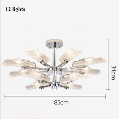 Современная светодиодная люстра со льдом, хромированная металлическая люстра для гостиной, подвесные люстры со светодиодами, Светильники для спальни, крепеж для подвесных светильников - Цвет абажура: 12 lights