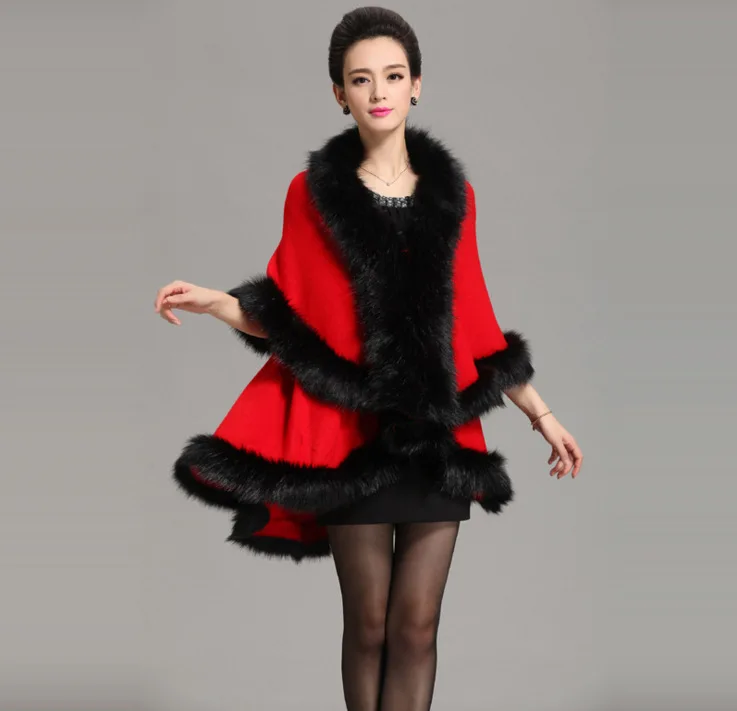 Кардиган длинный утепленный с искусственным мехом|poncho cape|winter warmcape poncho |