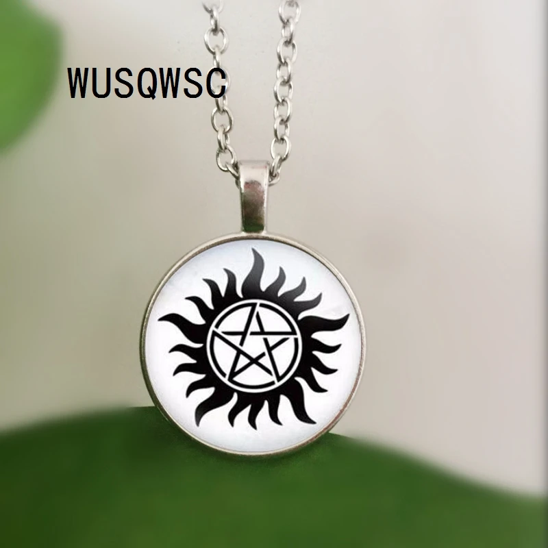 

WUSQWSC Supernatural Glass Pendant Necklace Latest Bronze Silver Jewelry for Woman Vintage Dragonfly Statement Necklace