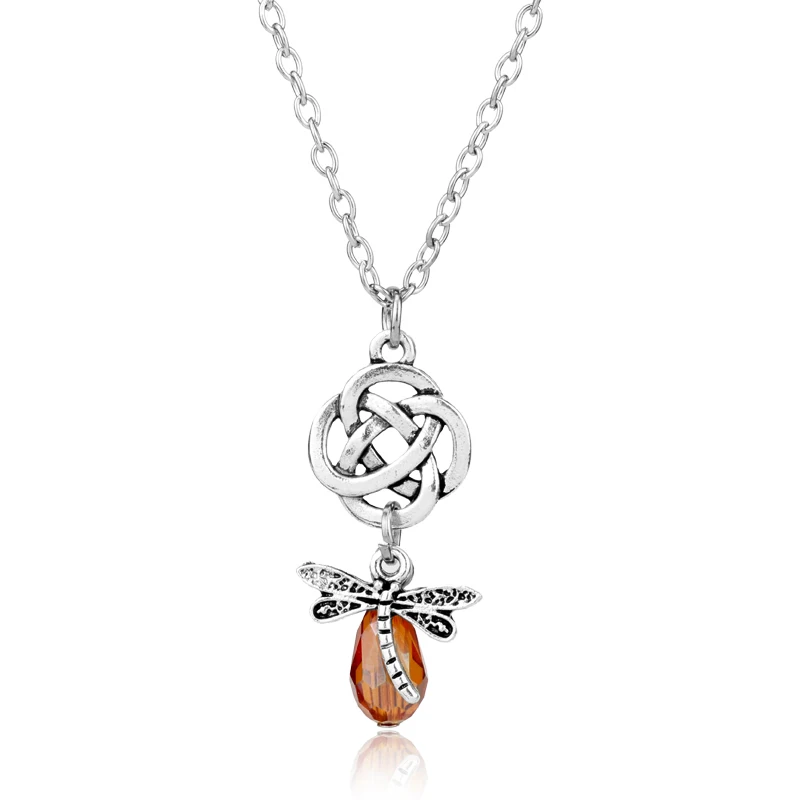Dongsheng Мода Outlander ожерелье с узлом крест Стрекоза шотландский ирландский гаелический кулон ожерелье колье ожерелье для женщин-30