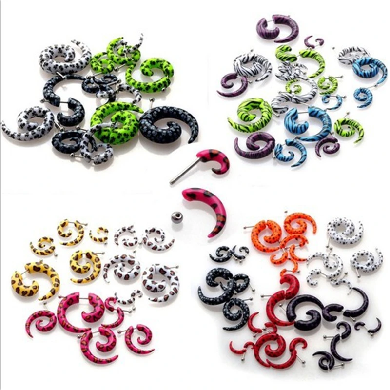 

10pcs Acrylic Fake Cheater Stretcher Twist Spiral Gauges Expanders Earring Ear Tunnel Plugs Piercing Body Jewelry