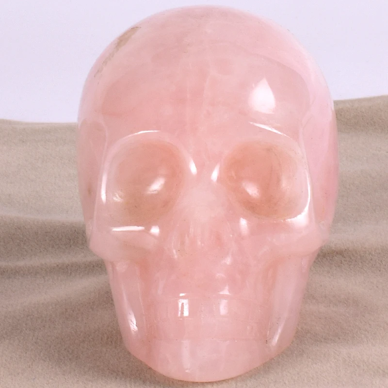 

Natural Rose Quartz Statue Skull 3 Inch Crystal Mineral Hand Carved Skull Realistic Feng shui Home Ornament Healing Decor