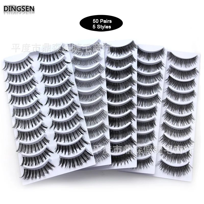 

10 Pairs Fashion Make up Black Cross Thick False Eyelashes Natural Long Beauty Makeup Fake Eye Lashes Extension Tools