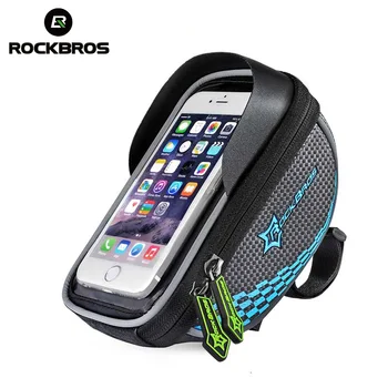 

ROCKBROS 5.5" Bicycle Touch Screen Bag Waterproof MTB Road Bike Handlebar Phone Bag Cycling Frame Tube Panniers Reflective