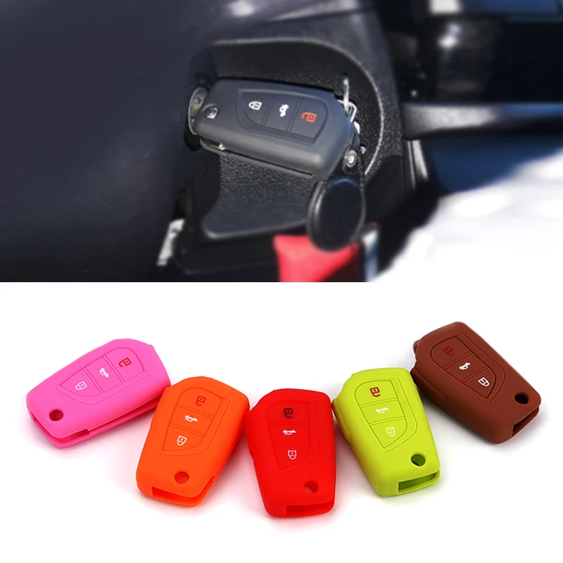 

For Toyota Corolla Auris Avensis Verso Yaris Aygo Scion TC IM Silicone Car 3 Buttons Key Cover Case Shell