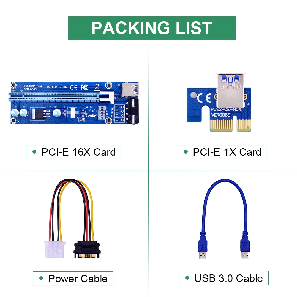 CHIPAL 100 шт. PCI Express E 1X до 16X адаптер Райзер карты с кабелем USB 3 0 30 см + SATA к 4