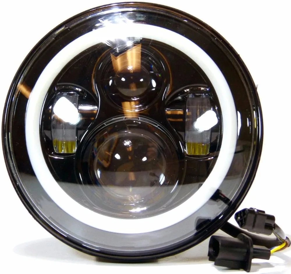 7'' LED Headlight with White/amber Halo Ring Replacement for Harley