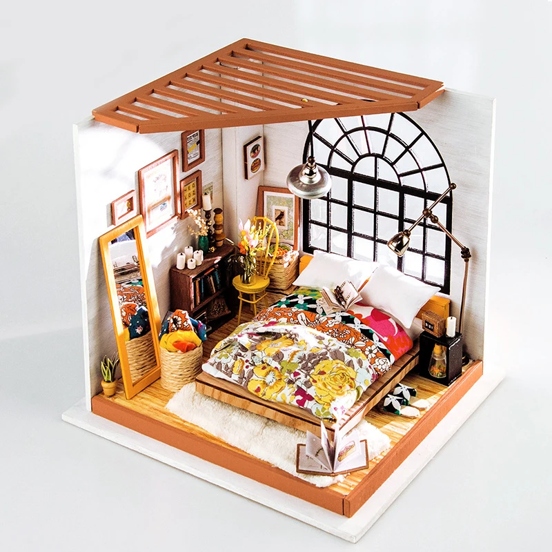 

Robotime DIY Miniaturas DollHouse With 3D Furniture Wooden Doll House Handmade Toy Model Gifts Alice Sweet Dreams DG107 #D