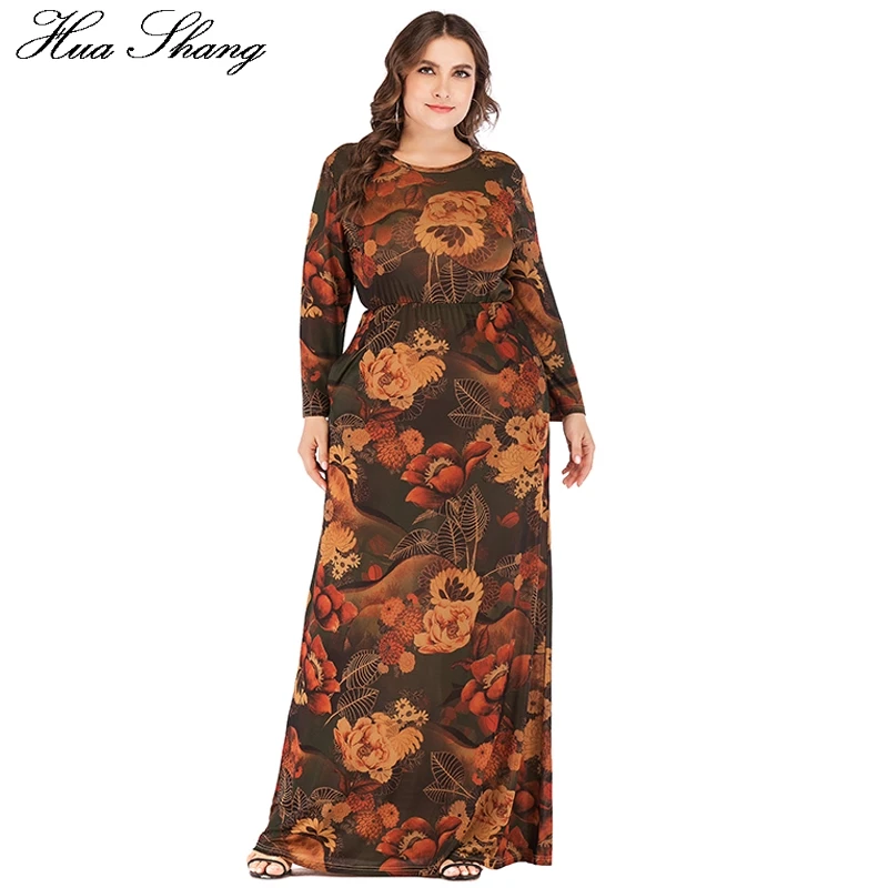 Женское платье макси размера плюс 4xl 5xl 6xl зимнее винтажное с длинным рукавом и