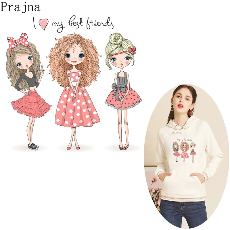 Prajna Cartoon Beauty Girl Iron On Transfers Iron Heat Transfer Vinyl