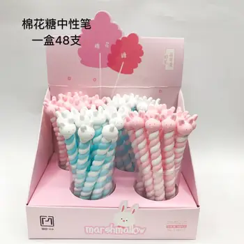 

48 Pcs Gel Pens Kawaii Rabbit Marshmallow Black Colored Gel-inkpens for Writing Gel Pen Cute Stationery Office School Supplies