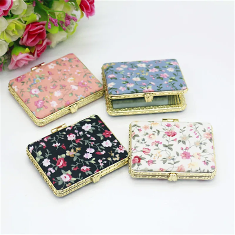 

1pc Mini Makeup Compact Pocket Floral Mirror Portable Two-side Folding Make Up Mirror Women Vintage Cosmetic Mirrors For Gift
