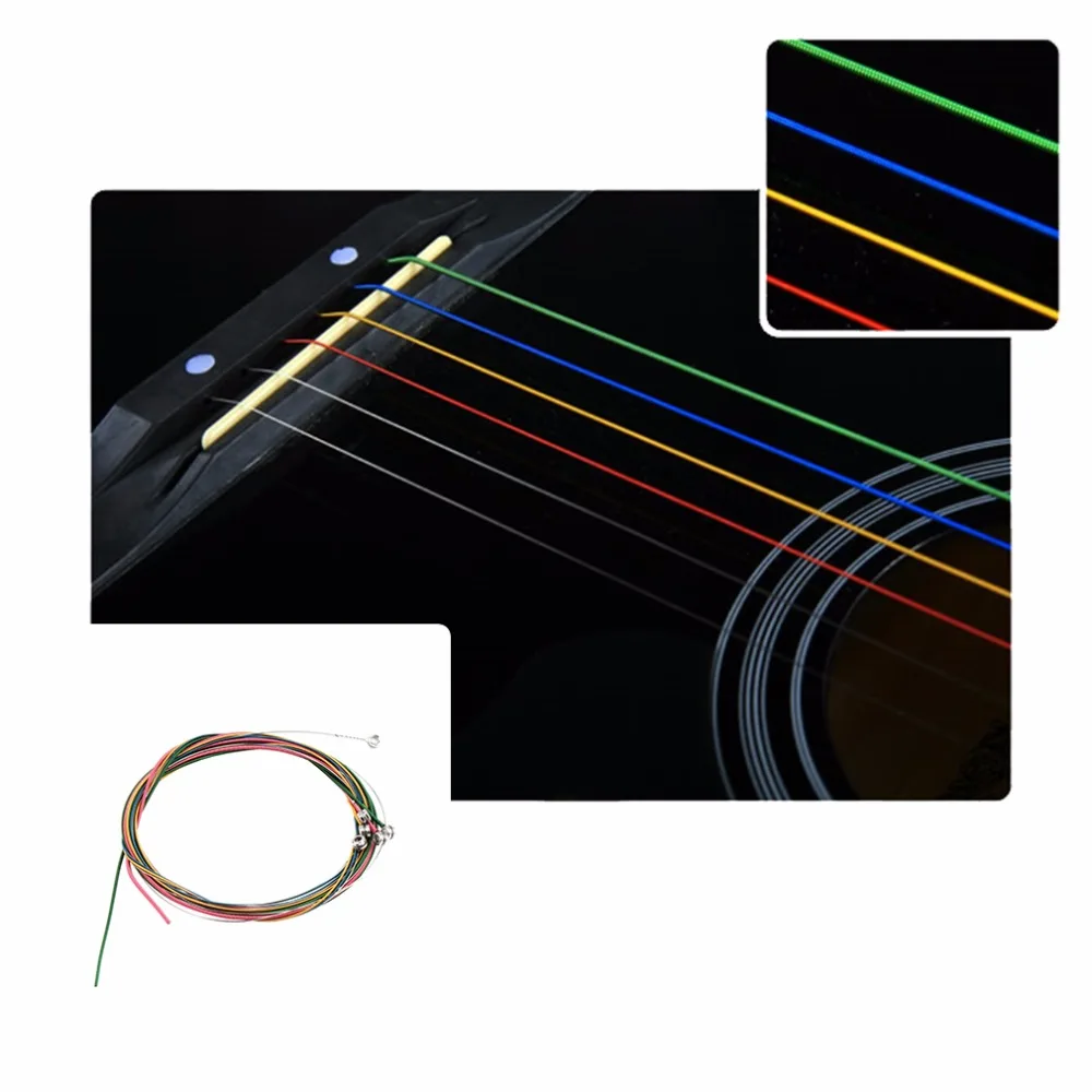 2016 Multi Color 1 6 E B G D A E Rainbow Colorful Strings Set for