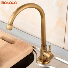 Bakala Новый античная латунь Кухня на бортике дешевые кран Вращение раковина холодной коснитесь холодной или горячей воды
