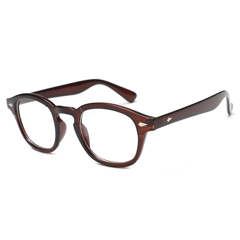 Трендовые очки в стиле Джони Депп, мужские и женские винтажные оптические очки с оправой для близорукости, очки с прозрачными линзами по рецепту - Frame Color: Brown