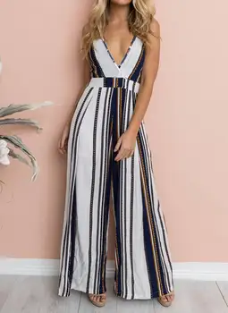 

2019 New Women Spring Summer Deep V Straps Print Irregular Sling Romper Summer Backless Loose Jumpsuit