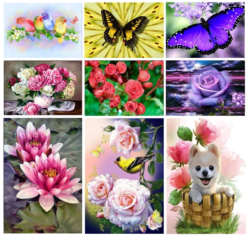 

5D diy diamond embroidery mosaic pattern flower picture home decoration gift round diamond painting cross stitch set