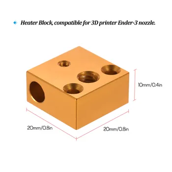 

3D Printer Heater Block 20 * 20 * 10mm for Creality Ender3 3D Printer Extruder Nozzle Hotend Kit