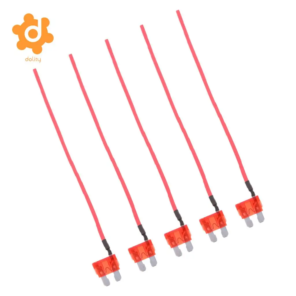 5 Pieces Car Truck Boat 10A 32V ATO ATC Medium Blade Fuses with 16 AWG
