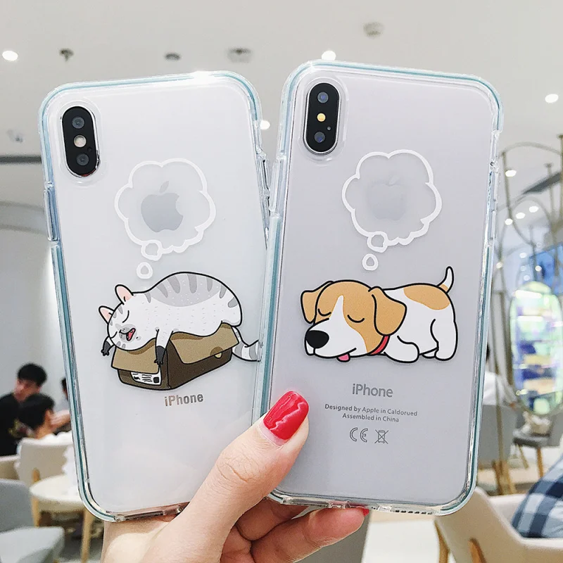 

Cartoon Emboss puppy Case For iPhone 7 8 6S Plus Case Silicon Sailor Moon TPU Anti-fall soft shell For iPhone 11 pro Max XS MAX XR Color edge shell soft Cover