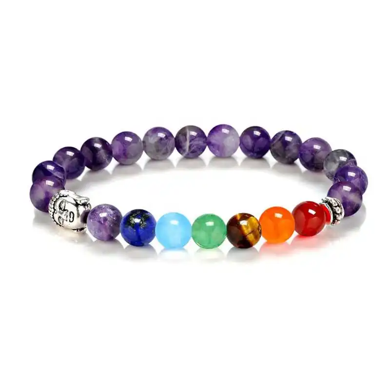 Armband Lotus Blume Yoga Naturstein Chakra Reiki Perlen Damen Bunt Bracelet
