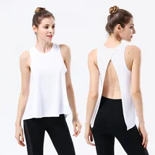 Белая сексуальная открытая Женская майка для йоги Женская Спортивная кофта гимнастическая майка без рукавов Женская спортивная футболка для бега Женская футболка для занятий йогой