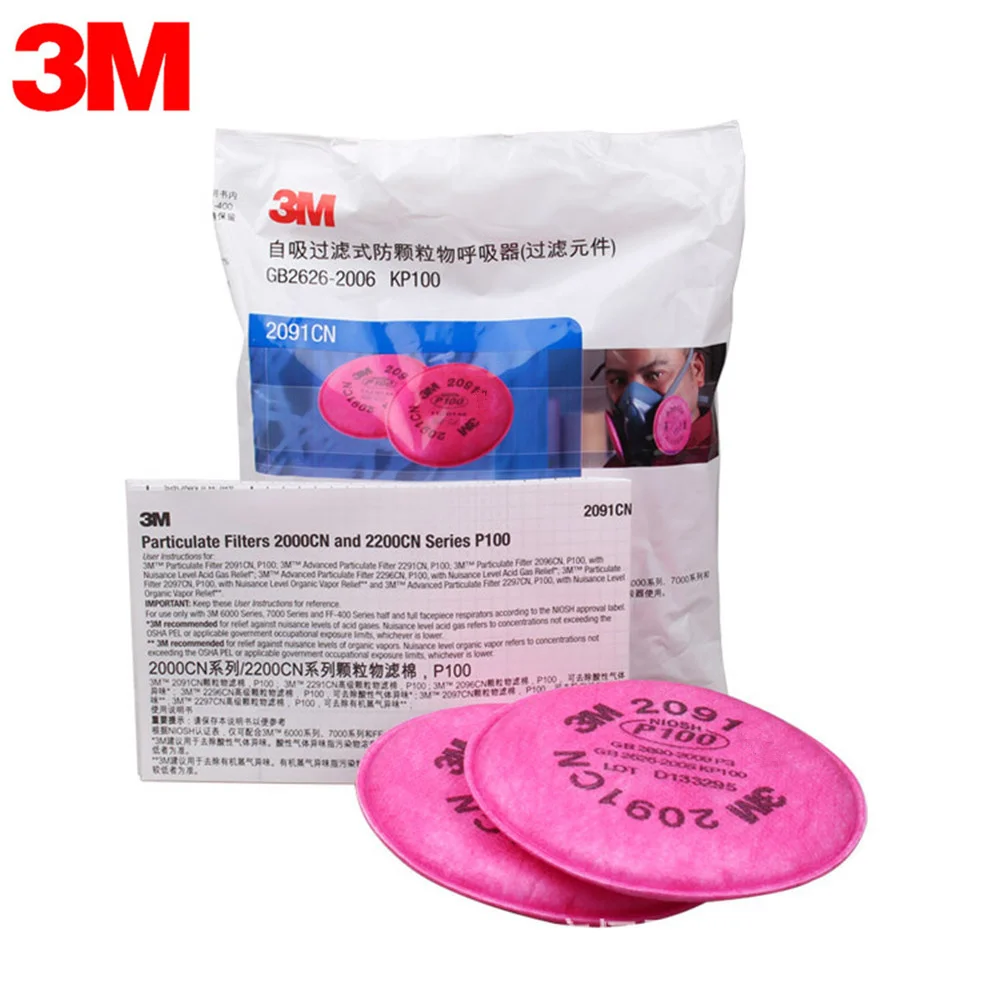 3M 2091 Respirator Mask Filter Supporting Cotton Filter P100 99.7 Pro
