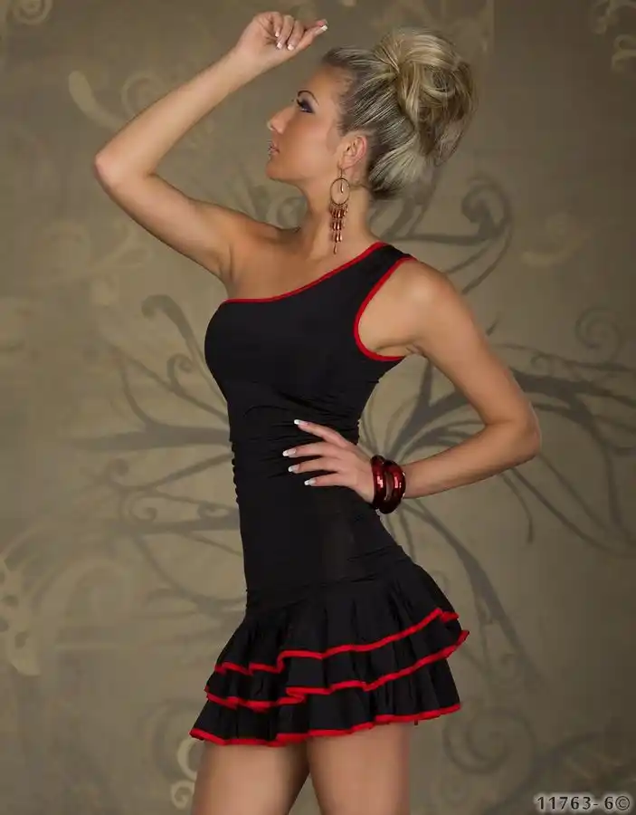 Ml Cheap Hot Sale Sexy Ruffles Girl Dress One Arm Dancer Short Dress One Shoulder One Piece Mini Dress Black Red Dress Up Style Girls Dress Valentinedress Michelle Aliexpress