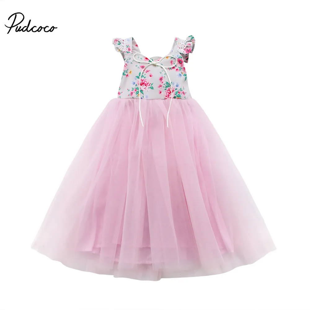 

2018 Brand New Toddler Infant Child Maxi Long Dress Kids Baby Girls Sleeveless Party Dress Summer Sundress Floral Clothes 1-7T