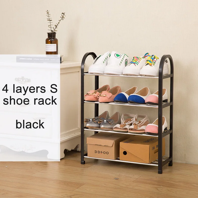 Black Multi layer Shoe Rack Plastic parts Steel Pipe Shoes Shelf Easy Assembled Storage Organizer Stand Holder Home Decoration