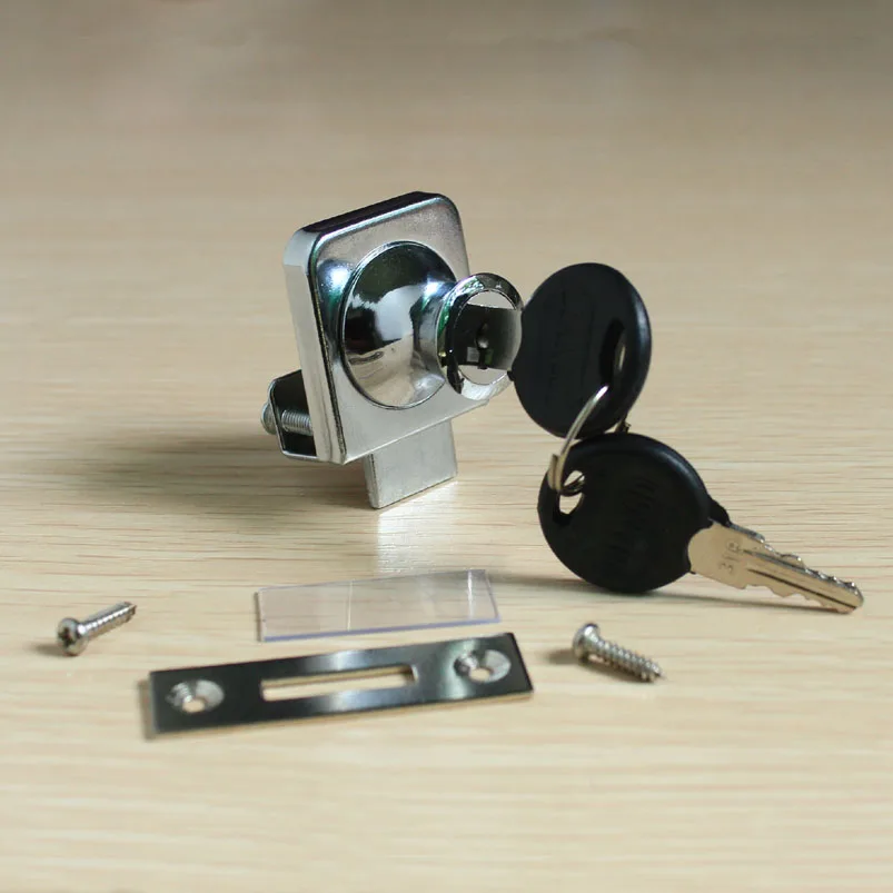 show case display glass door lock no drill 1/4" 6mm glass 2