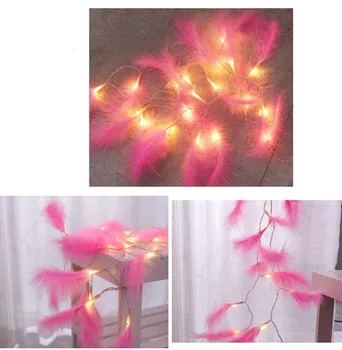 

1.2/2.2M 10/20LED Colored feathers Colorful LED light String light with feather and warm white light Wedding Party Decoration