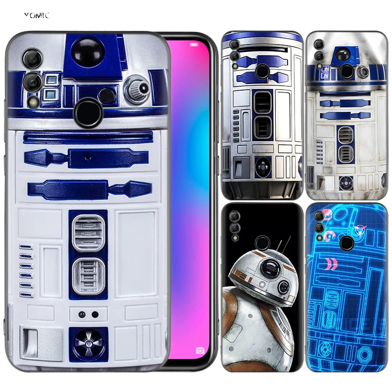 

Silicone Cover Case for Huawei Honor 10 9 Lite 8X 8C 8A Y6 Y7 Y9 7A Pro Prime 7C 2018 2019 V20 Star Wars R2D2 Moon